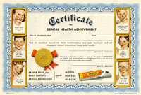 Certificate for Dental Health Achievement - Bristol-Myers - 1949 dated Dentist Certificate